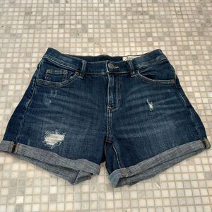 Cosmic Blue Love Rolled Hem Jean Shorts